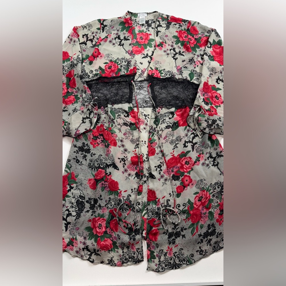 Je T’adore Sheer Floral Lace Kimono Robe • Romantic Boho Cardigan • Festival Top